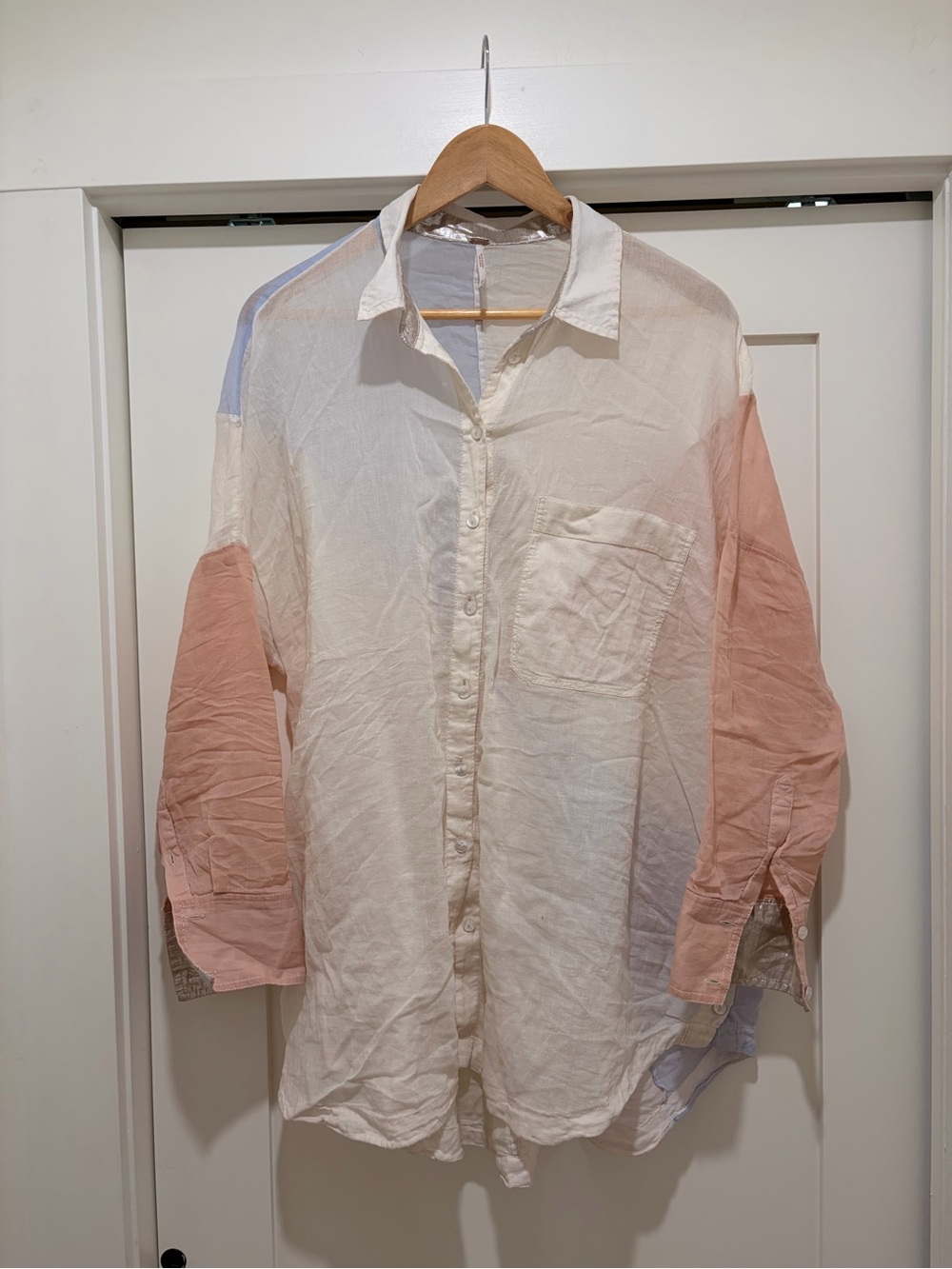 Free People Rainbow Rays Cotton Patchwork Blouse - Picture 2 of 9